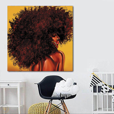BigProStore African American Wall Art Pretty Afro American Girl African Canvas Wall Art Afrocentric Decor BPS35451 24" x 24" x 0.75" Square Canvas