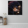 BigProStore African American Wall Art Pretty Black Afro Girls African American Black Art Afrocentric Decorating Ideas BPS56371 16" x 16" x 0.75" Square Canvas
