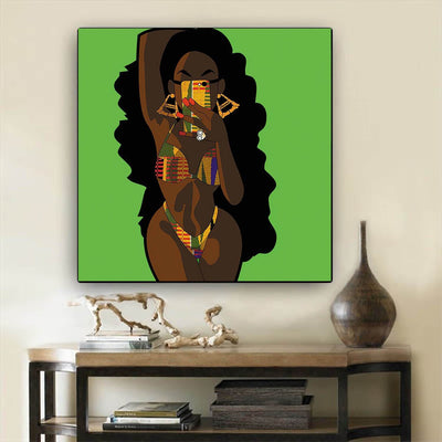 BigProStore African American Wall Art Pretty Melanin Girl Black History Canvas Art Afrocentric Wall Decor BPS37947 12" x 12" x 0.75" Square Canvas