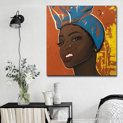 BigProStore African American Wall Art Pretty Melanin Poppin Girl African Canvas Wall Art Afrocentric Decor BPS46090 16" x 16" x 0.75" Square Canvas