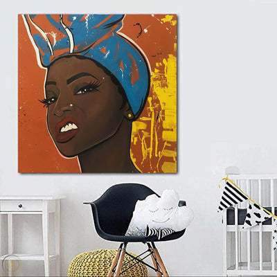 BigProStore African American Wall Art Pretty Melanin Poppin Girl African Canvas Wall Art Afrocentric Decor BPS46090 24" x 24" x 0.75" Square Canvas