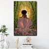 BigProStore African Art Poster Stunning Black Girl In Flower Forest Afro Wall Art 12" x 18" Poster