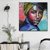 BigProStore African Canvas Art Beautiful African American Female Black History Artwork Afrocentric Decor BPS84754 16" x 16" x 0.75" Square Canvas