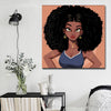 BigProStore African Canvas Art Beautiful Afro American Girl Black History Artwork Afrocentric Decor BPS79636 16" x 16" x 0.75" Square Canvas