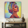 BigProStore African Canvas Art Beautiful Afro American Woman African American Artwork On Canvas Afrocentric Living Room Ideas BPS46514 12" x 12" x 0.75" Square Canvas