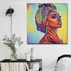 BigProStore African Canvas Art Beautiful Afro American Woman African American Artwork On Canvas Afrocentric Living Room Ideas BPS46514 16" x 16" x 0.75" Square Canvas