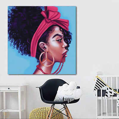 BigProStore African Canvas Art Beautiful Afro American Woman African American Women Art Afrocentric Decor BPS53988 24" x 24" x 0.75" Square Canvas
