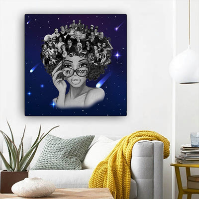 BigProStore African Canvas Art Beautiful Afro Girl Framed African Wall Art Afrocentric Home Decor Ideas BPS68550 12" x 12" x 0.75" Square Canvas