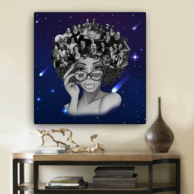 BigProStore African Canvas Art Beautiful Afro Girl Framed African Wall Art Afrocentric Home Decor Ideas BPS68550 24" x 24" x 0.75" Square Canvas