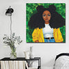 BigProStore African Canvas Art Beautiful Black Afro Lady African Black Art Afrocentric Wall Decor BPS11987 16" x 16" x 0.75" Square Canvas