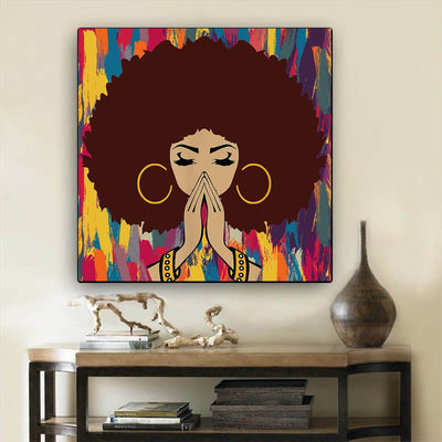 BigProStore African Canvas Art Beautiful Black Girl Afrocentric Wall Art Afrocentric Home Decor Ideas BPS33884 24" x 24" x 0.75" Square Canvas