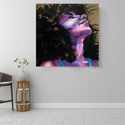 BigProStore African Canvas Art Beautiful Girl With Afro Abstract African Wall Art Afrocentric Home Decor BPS67215 16" x 16" x 0.75" Square Canvas