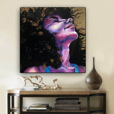 BigProStore African Canvas Art Beautiful Girl With Afro Abstract African Wall Art Afrocentric Home Decor BPS67215 24" x 24" x 0.75" Square Canvas