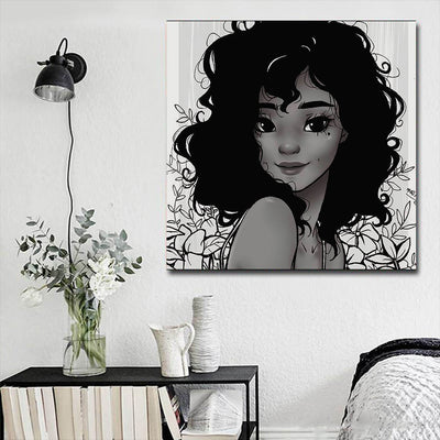 BigProStore African Canvas Art Beautiful Girl With Afro African American Art Prints Afrocentric Home Decor BPS18270 16" x 16" x 0.75" Square Canvas