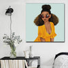 BigProStore African Canvas Art Beautiful Melanin Girl African American Wall Art And Decor Afrocentric Home Decor BPS48465 16" x 16" x 0.75" Square Canvas