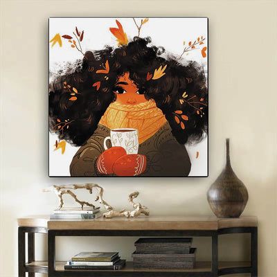 BigProStore African Canvas Art Beautiful Melanin Poppin Girl Abstract African Wall Art Afrocentric Home Decor Ideas BPS68479 12" x 12" x 0.75" Square Canvas