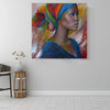 BigProStore African Canvas Art Cute African American Female African American Artwork On Canvas Afrocentric Living Room Ideas BPS40686 16" x 16" x 0.75" Square Canvas