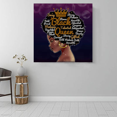 BigProStore African Canvas Art Cute African American Girl African American Art Prints Afrocentric Home Decor BPS85842 16" x 16" x 0.75" Square Canvas