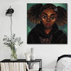 BigProStore African Canvas Art Cute African American Woman Afro American Art Afrocentric Wall Decor BPS47008 16" x 16" x 0.75" Square Canvas