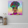 BigProStore African Canvas Art Cute Afro American Girl Afro American Art Afrocentric Living Room Ideas BPS65729 16" x 16" x 0.75" Square Canvas