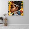 BigProStore African Canvas Art Cute Black Afro Lady African American Wall Art And Decor Afrocentric Decorating Ideas BPS35682 16" x 16" x 0.75" Square Canvas