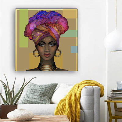 BigProStore African Canvas Art Cute Melanin Girl African American Prints Afrocentric Decorating Ideas BPS39764 12" x 12" x 0.75" Square Canvas