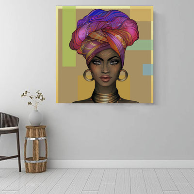 BigProStore African Canvas Art Cute Melanin Girl African American Prints Afrocentric Decorating Ideas BPS39764 16" x 16" x 0.75" Square Canvas