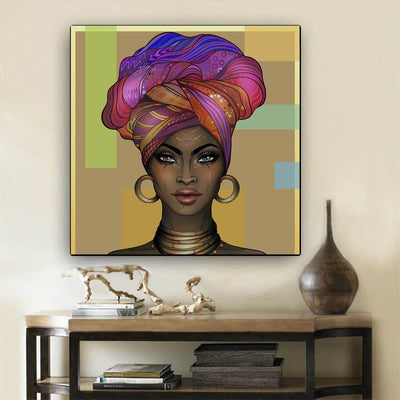 BigProStore African Canvas Art Cute Melanin Girl African American Prints Afrocentric Decorating Ideas BPS39764 24" x 24" x 0.75" Square Canvas