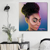BigProStore African Canvas Art Cute Melanin Poppin Girl African Canvas Afrocentric Home Decor BPS69826 16" x 16" x 0.75" Square Canvas