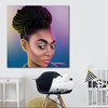 BigProStore African Canvas Art Cute Melanin Poppin Girl African Canvas Afrocentric Home Decor BPS69826 24" x 24" x 0.75" Square Canvas