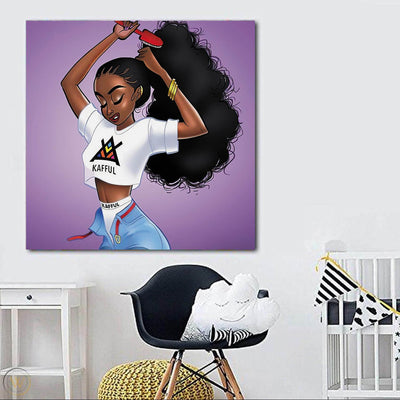 BigProStore African Canvas Art Cute Melanin Poppin Girl African Canvas Wall Art Afrocentric Home Decor Ideas BPS37114 24" x 24" x 0.75" Square Canvas