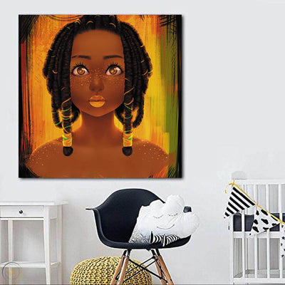 BigProStore African Canvas Art Pretty African American Girl Abstract African Wall Art Afrocentric Home Decor Ideas BPS40367 24" x 24" x 0.75" Square Canvas