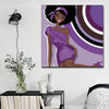 BigProStore African Canvas Art Pretty Afro American Girl African American Framed Art Afrocentric Home Decor Ideas BPS68958 16" x 16" x 0.75" Square Canvas