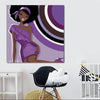 BigProStore African Canvas Art Pretty Afro American Girl African American Framed Art Afrocentric Home Decor Ideas BPS68958 24" x 24" x 0.75" Square Canvas