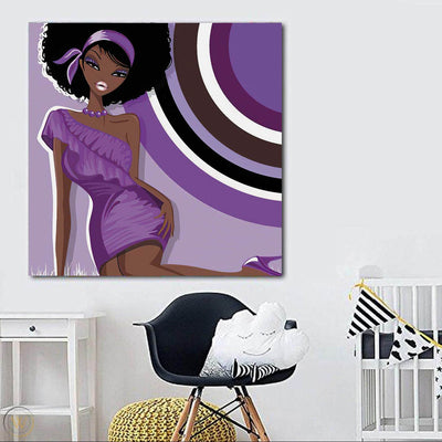 BigProStore African Canvas Art Pretty Afro American Girl African American Framed Art Afrocentric Home Decor Ideas BPS68958 24" x 24" x 0.75" Square Canvas
