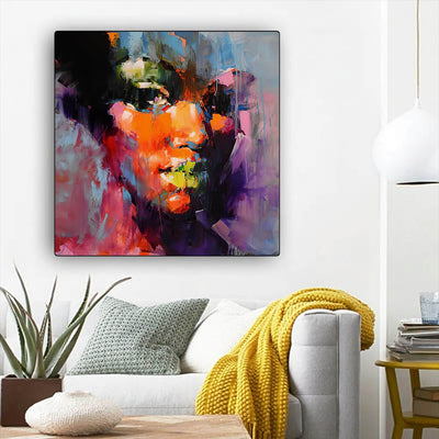 BigProStore African Canvas Art Pretty Afro American Girl African American Wall Art And Decor Afrocentric Decorating Ideas BPS16151 12" x 12" x 0.75" Square Canvas