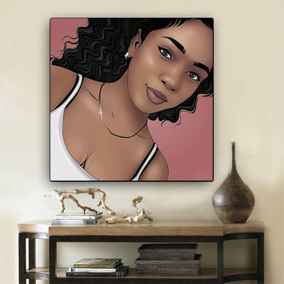 BigProStore African Canvas Art Pretty Afro American Woman Afrocentric Wall Art Afrocentric Home Decor Ideas BPS17840 12" x 12" x 0.75" Square Canvas