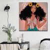 BigProStore African Canvas Art Pretty Afro American Woman Modern African American Art Afrocentric Home Decor BPS15299 16" x 16" x 0.75" Square Canvas
