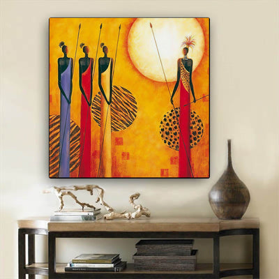 BigProStore African Canvas Art Pretty Black Afro Girls African American Women Art Afrocentric Home Decor Ideas BPS14518 24" x 24" x 0.75" Square Canvas
