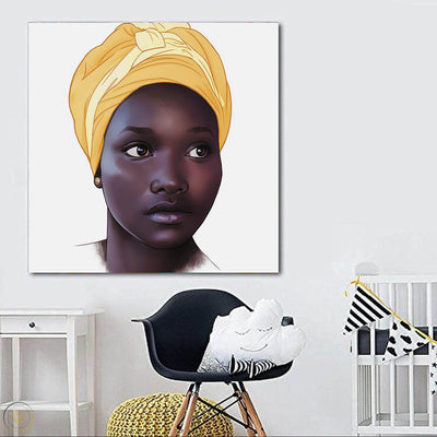 BigProStore African Canvas Art Pretty Black Afro Girls Modern Black Art Afrocentric Wall Decor BPS77490 24" x 24" x 0.75" Square Canvas