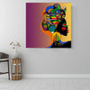 BigProStore African Canvas Art Pretty Black Afro Lady African American Framed Art Afrocentric Decor BPS19550 16" x 16" x 0.75" Square Canvas