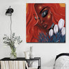 BigProStore African Canvas Art Pretty Black American Woman African Canvas Afrocentric Home Decor Ideas BPS31712 16" x 16" x 0.75" Square Canvas