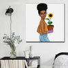 BigProStore African Canvas Art Pretty Black Girl Framed African Wall Art Afrocentric Decor BPS66184 16" x 16" x 0.75" Square Canvas