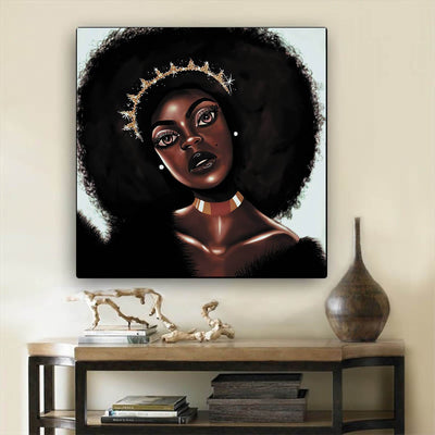 BigProStore African Canvas Art Pretty Melanin Girl African American Canvas Wall Art Afrocentric Living Room Ideas BPS19706 12" x 12" x 0.75" Square Canvas