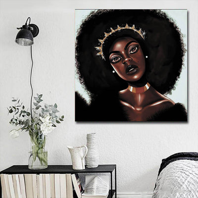 BigProStore African Canvas Art Pretty Melanin Girl African American Canvas Wall Art Afrocentric Living Room Ideas BPS19706 16" x 16" x 0.75" Square Canvas