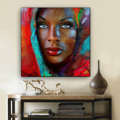 BigProStore African Canvas Art Pretty Melanin Poppin Girl African American Black Art Afrocentric Home Decor BPS31056 24" x 24" x 0.75" Square Canvas