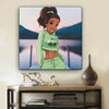 BigProStore African Canvas Art Pretty Melanin Poppin Girl African American Framed Art Afrocentric Decor BPS38178 12" x 12" x 0.75" Square Canvas