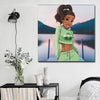 BigProStore African Canvas Art Pretty Melanin Poppin Girl African American Framed Art Afrocentric Decor BPS38178 16" x 16" x 0.75" Square Canvas