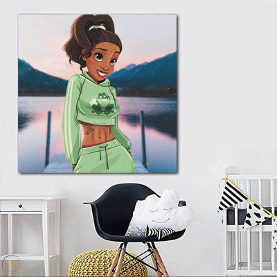 BigProStore African Canvas Art Pretty Melanin Poppin Girl African American Framed Art Afrocentric Decor BPS38178 24" x 24" x 0.75" Square Canvas