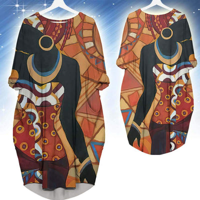 BigProStore African Dresses Pretty Melanin Girl Long Sleeve Pocket Dress Afrocentric Clothing BPS51382 S (4-6 US)(8 UK) Women Dress